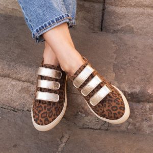 vue portee baskets scratch cuir daim leopard jules & jenn