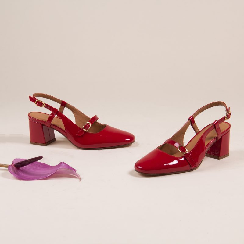 vue situation 2 escarpins slingback cuir vernis rouge jules & jenn