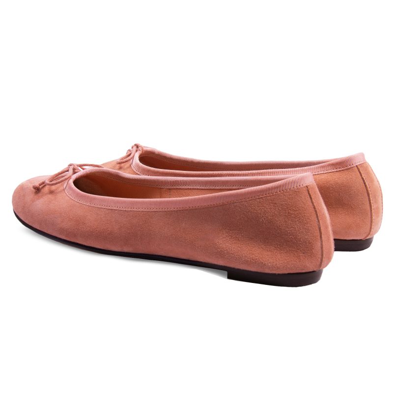 vue arriere ballerines classiques cuir daim rose jules & jenn