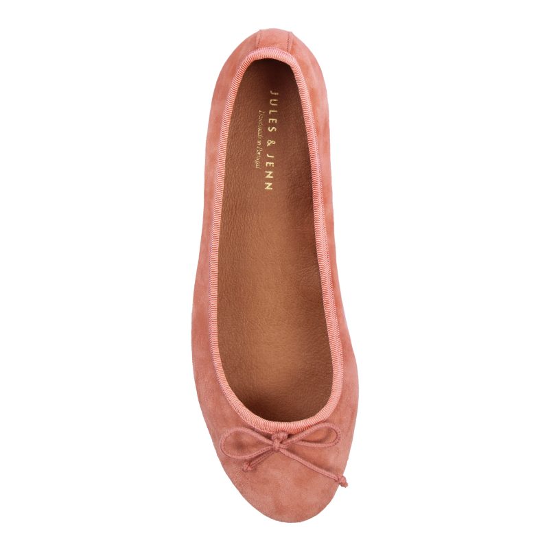 vue dessus ballerines classiques cuir daim rose jules & jenn