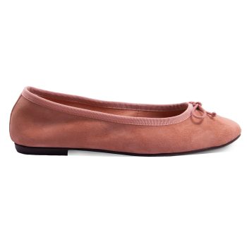 vue profil ballerines classiques cuir daim rose jules & jenn