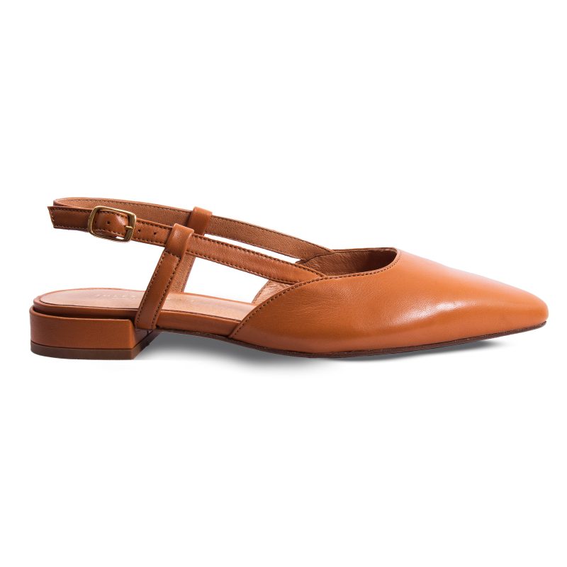 vue profil ballerines slingback cuir camel jules & jenn