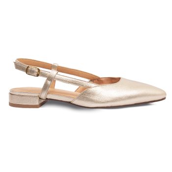 vue profil ballerines slingback cuir metallise dore jules & jenn