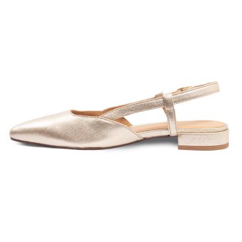 vue interieure ballerines slingback cuir metallise dore jules & jenn