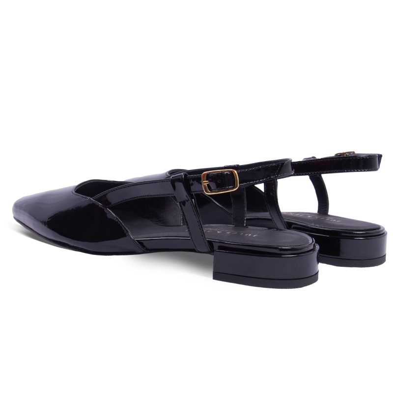 vue arriere ballerines slingback cuir vernis noir jules & jenn