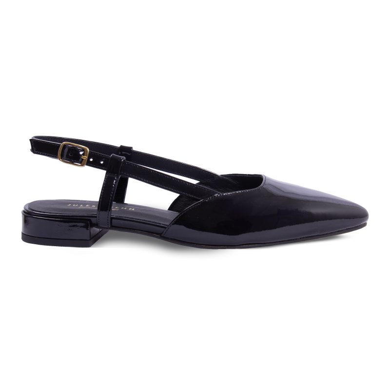 vue profil ballerines slingback cuir vernis noir jules & jenn