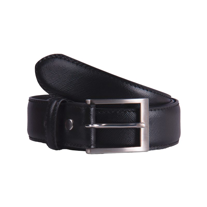 ceinture classique cuir grave noir jules & jenn