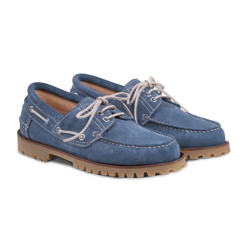 chaussures bateau semelles crantees cuir daim bleu jules & jenn