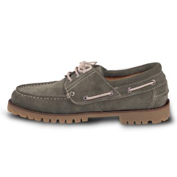 vue interieure chaussures bateau semelles crantees cuir daim kaki jules & jenn